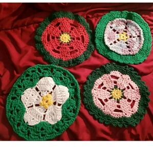 Vintage Handmade Crochet Doilies Lot Of 4